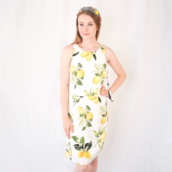 ADRIANNA PAPELL Lemon Print A-Line Dress NWT 0979 - Picture 8 of 8